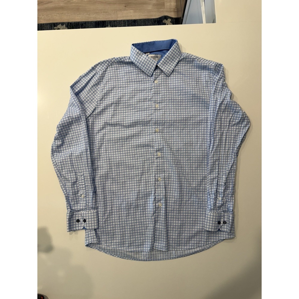 Duchamp London Slim Fit Blue Mens Dress Shirt 17/XL Pre-Owned